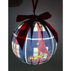 Vintage St Louis CardinalsLED Light Ball Sugared Tartan Ornament Holiday WORKS